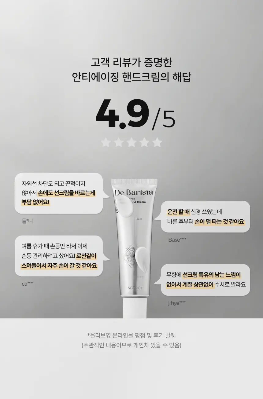 [자외선차단] 엠디스픽 드 바리스타 무향 선 쉴드 핸드크림 50g 단품/기획 (SPF50+PA++++) 상세페이지 27